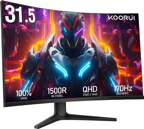 Amazon.com: KOORUI 32 inch Curved Gaming Monitor - QHD (2560 x 1440) 2K Display, 170Hz 144Hz ...