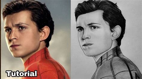 How to draw Spiderman 🕷️ Tom Holland Sketch Tutorial (step by step ...