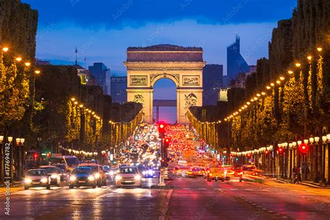 Champs Elysees and Arc de Triomphe, Paris Stock Photo | Adobe Stock