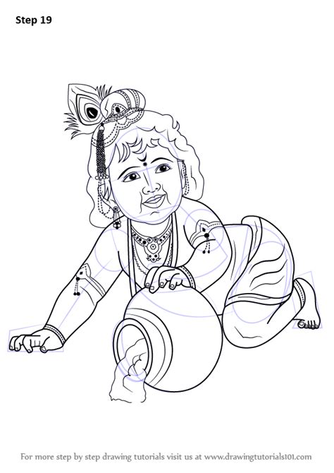 Learn How to Draw Baby Lord Krishna (Hinduism) Step by Step : Drawing Tutorials Art Drawings ...