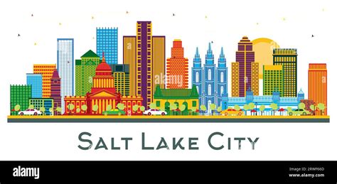 Salt Lake City Utah Skyline with Color Buildings isolated on white. Vector Illustration ...