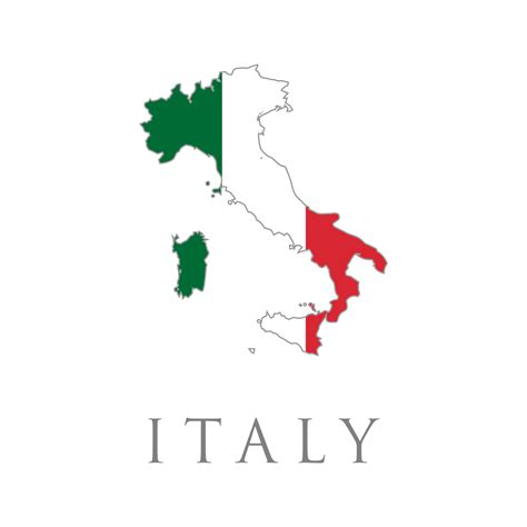 Italy map with flag. Country shape outlined and filled with the flag of ...