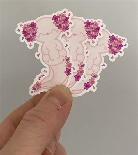 Kawaii Axolotl Vinyl Sticker Axolotl Sticker Kawaii Flowers - Etsy