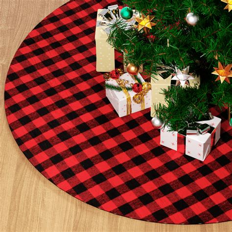 Magshion Christmas Tree Skirt, 47", Red and Black Buffalo Plaid ...