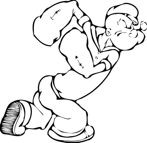 Colourless illustration of popeye free image download