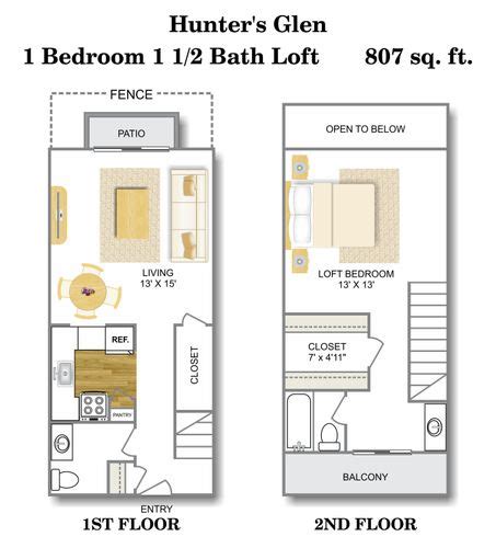 1 Bedroom / 1 1/2 Bath Loft | 1 Bed Apartment | Hunter's Glen Apartments