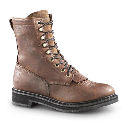 Guide Gear Men's 9" Kiltie Leather Work Boots - 607622, Work Boots at ...