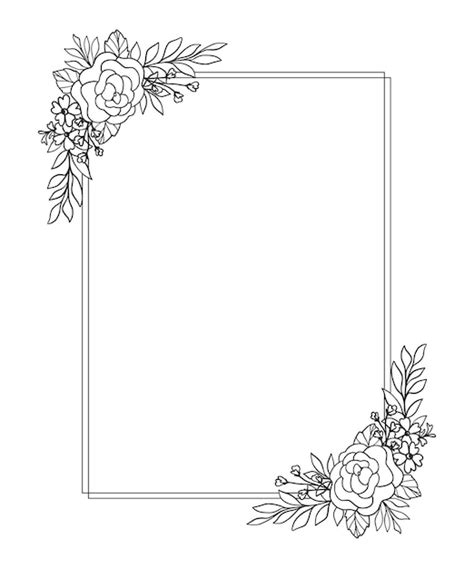 Premium Vector | Flower frame. hand-drawn floral border, leaves, and flowers for wedding ...