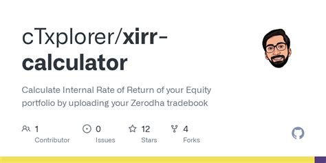 GitHub - cTxplorer/xirr-calculator: Calculate Internal Rate of Return of your Equity portfolio ...