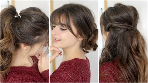 Cute, Easy Hairstyles With Bangs | Tutorial - YouTube