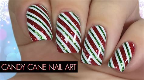 Candy Cane Christmas Nail Art Tutorial - YouTube