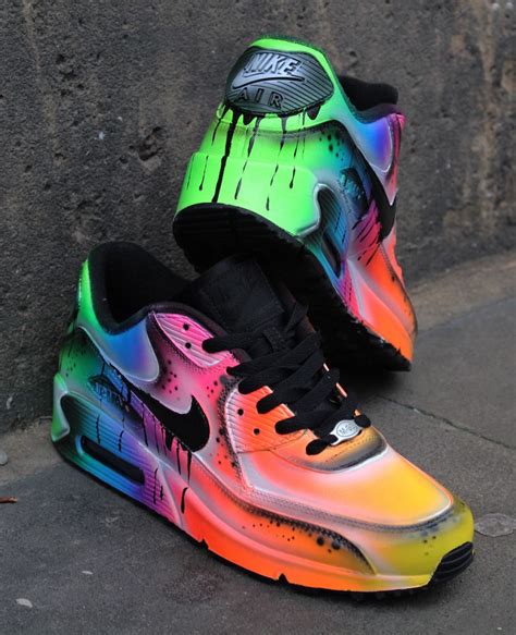 Custom Nike Air Max 90 Neon Flash Airbrush Sneaker | Etsy