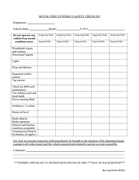 Car Maintenance Checklist Printable