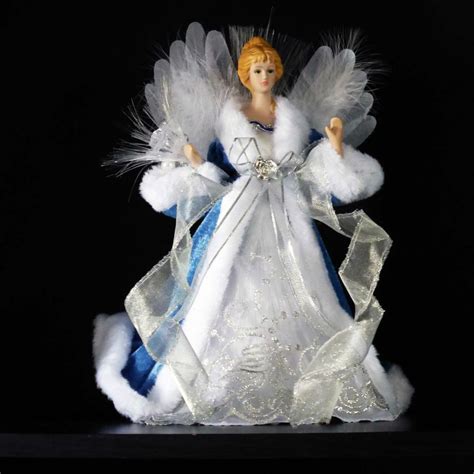 LED FIBER OPTIC ANGEL TREE TOPPER~Porcelain Head~Wings~Christmas ...