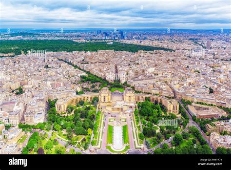 Panorama of Paris view from the Eiffel tower. View of the Trocadero Palace. France Stock Photo ...