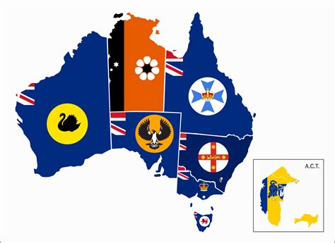 flag map of australia - states and mainland territories : r/vexillology