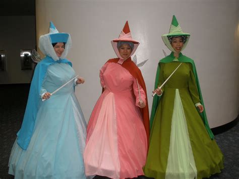 Sleeping Beauty Fairy Godmothers- Flora, Fauna & Merryweather | Fairy godmother costume ...