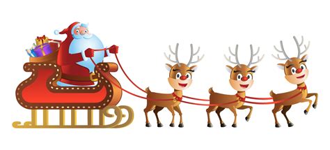 Clipart of cartoon version of reindeer and santa claus in christmas ...