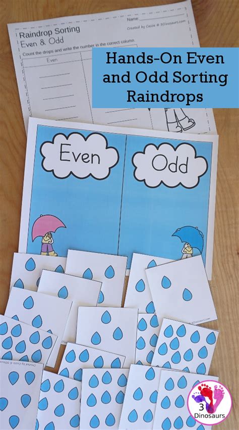 Hands-On Even and Odd Sorting Raindrops | 3 Dinosaurs