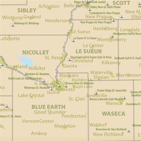 Minnesota Golf Courses Map Large 27x30 Golfing Minnesota - Etsy