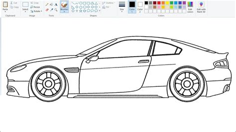 How to draw Sports Car on computer using Ms Paint | Car Drawing | Sports Car Drawing. - YouTube