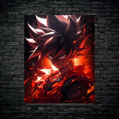 Goku With Fire-Poster, picture, metal print,handmade | Metaleks