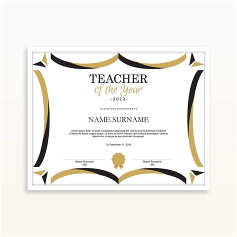 Teacher of the Year EDITABLE Certificate Template Printable | Etsy