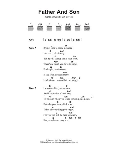 Father And Son by Cat Stevens - Guitar Chords/Lyrics - Guitar Instructor