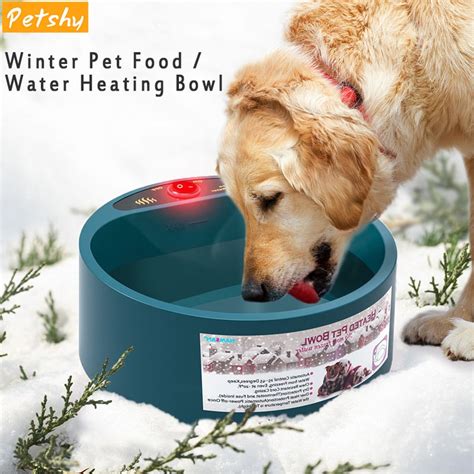 Petshy 2L Pet Dog Bowl Winter Food Water Heated Bowl Dish Puppy Cats Pets Feed Cage Bowl ...