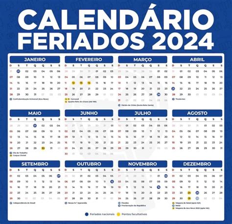 Feriados 2024 - Planeje Seu Ano Com Antecedência