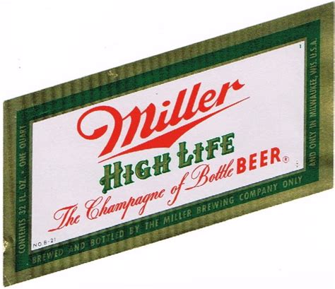 Item #81427 1957 Miller High Life Beer Label WI287