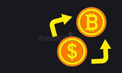 Bitcoin Dollar Converter Concept. Us and Bit Coins Golden Signs with Arrow, Virtual Money ...