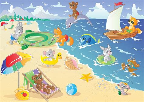 Animals on the beach — Stock Vector © jkbunny #13721082