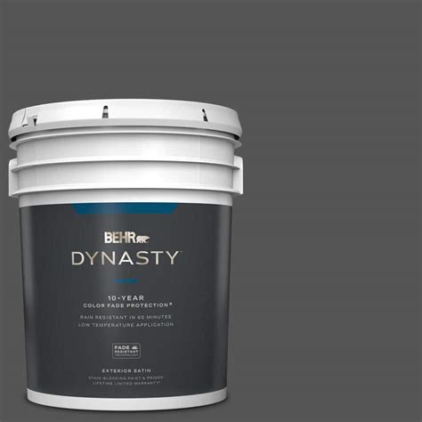 BEHR DYNASTY 5 gal. #PPU25-01 Carbon Copy Satin Enamel Exterior Stain-Blocking Paint & Primer ...