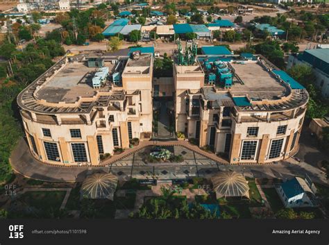 April 16, 2020: Aerial view of the municipal building in Gurugram in ...