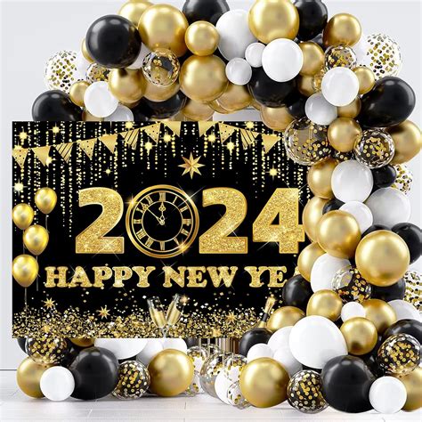 Happy New Year Decorations 2024 Set - New Years Eve Party Supplies 2024 Kit with Xtra Large ...