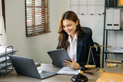 Beautiful Young Asian Lawyer Woman Sitting Working in the Office Stock Image - Image of customer ...