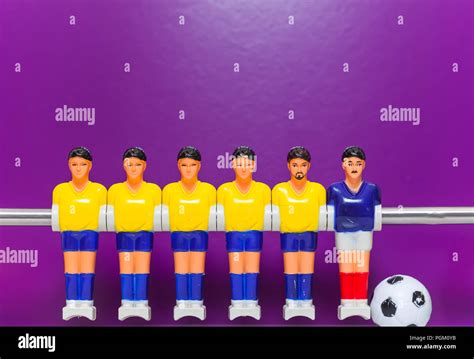 foosball table soccer football players sport teame Stock Photo - Alamy