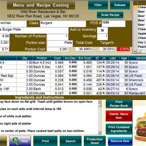 Restaurant Food Cost SpreadsheetSpreadsheet Template : Spreadsheet Template