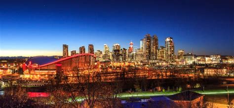 Calgary Downtown at Night editorial photography. Image of light - 79401957