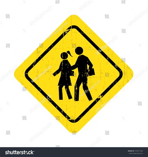 School Crossing Sign Grungy Effect Stock Vector Illustration 376071364 : Shutterstock