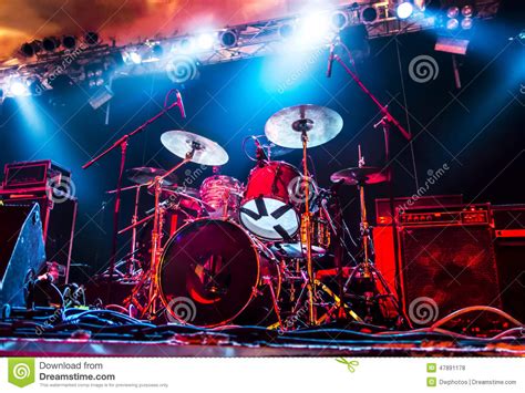 Dums/Amplifier On Empty Stage Stock Photo - Image: 47891178