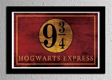 Items similar to Harry Potter Hogwarts Express Platform 9 3/4 Sign Typography Minimalist Poster ...