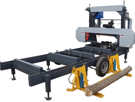 Portable Horizontal Band Sawmill MJ1300 with diesel engine, Log band ...