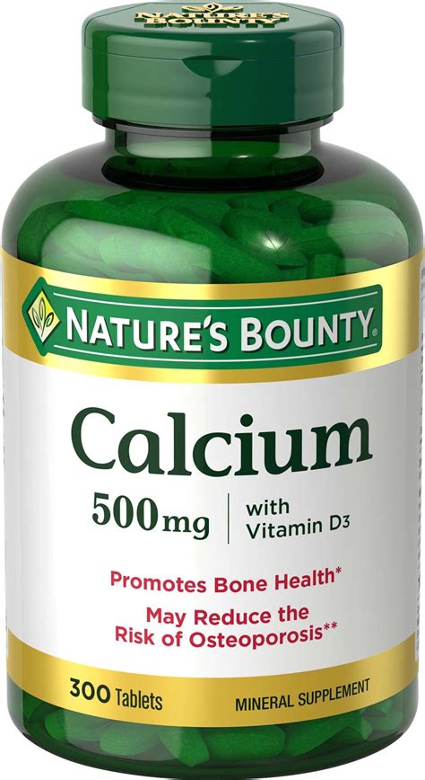 Calcium & Vitamin D3 by Nature's Bounty, Immnue Support & Bone Health, 500mg Calcium & 400iu D3 ...