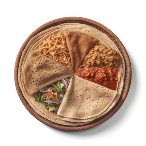 Premium AI Image | Delicious Ethiopian Injera with a Variety of Stews on a Plate Perfect for ...