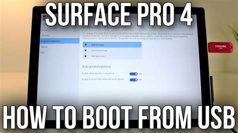 Microsoft Surface Pro 4 - How To Boot From USB Media - YouTube