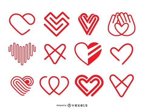 Heart icon logo template set #AD , #AFFILIATE, #Aff, #icon, #set, #template, #Heart ...