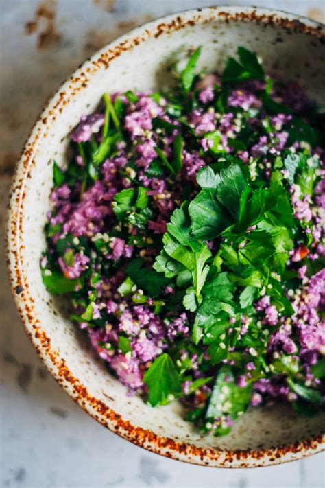 Purple Cauliflower Tabbouleh | Well and Full | Recipe | Tabbouleh ...