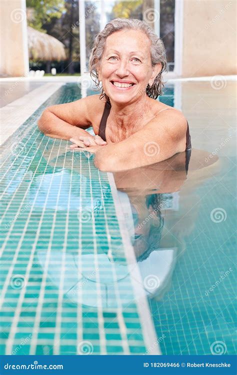 Happy Senior Woman in the Swimming Pool Stock Photo - Image of relaxation, pensioner: 182069466